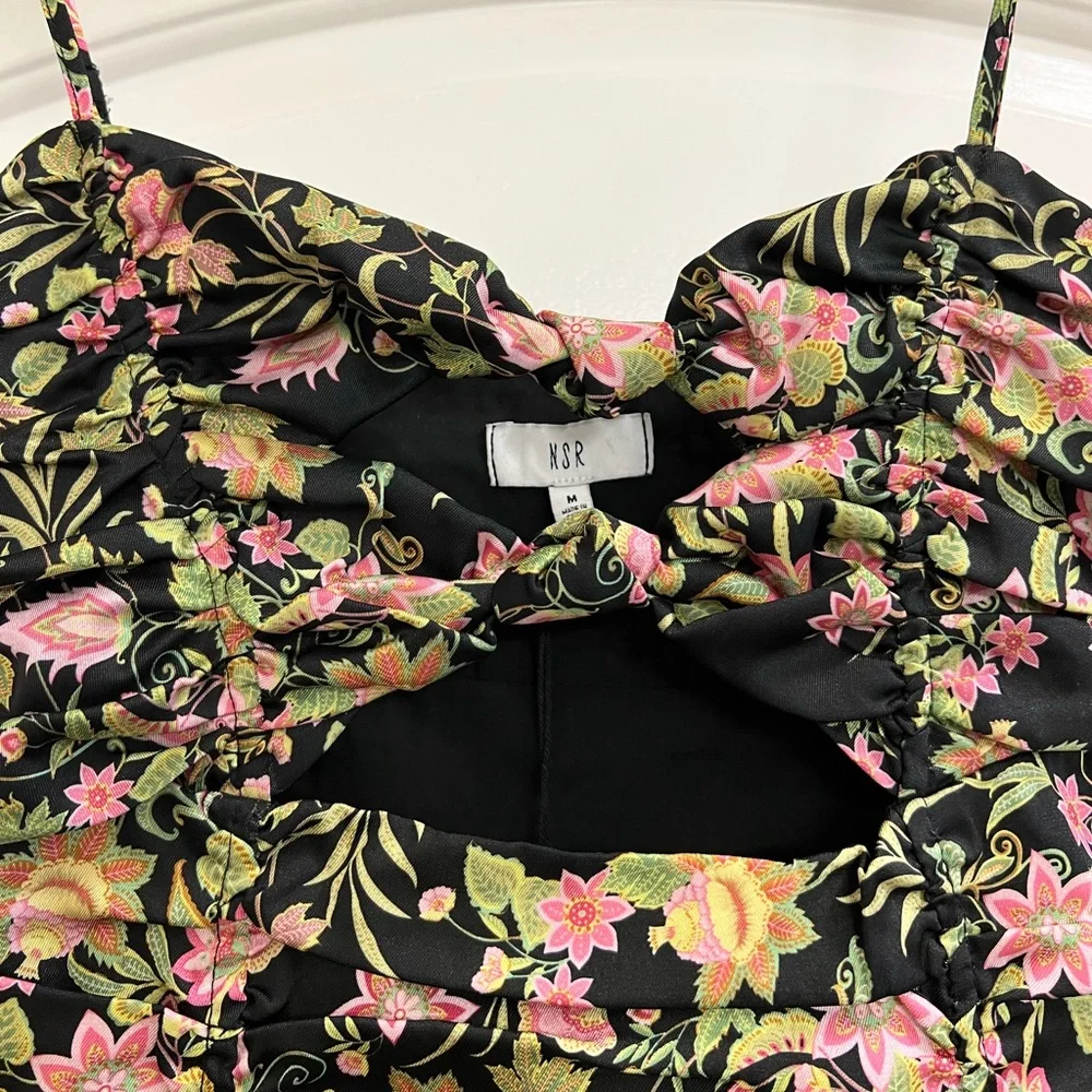 NWT NSR Floral Cutout Ruched Mini Dress